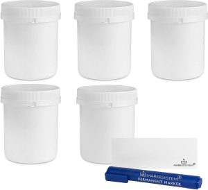 TARRO 1 Litro BLANCO (5 Tarros) + Kit Etiquetado – HERMÉTICO