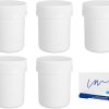 TARRO BLANCO 150 ml (5 Tarros) disco y precinto - Tapa de rosca - Uso Alimentario, Cosmético e Industrial + Kit etiquetado