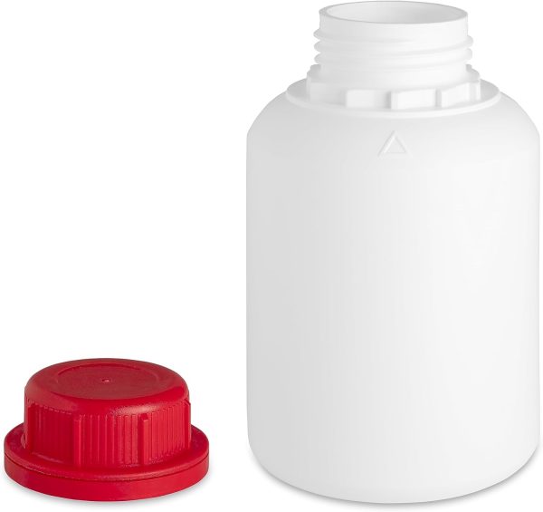 BOTELLA BLANCA 500 ML (PACK 5 UDS) de Polietileno, rosca boca ancha - Líquidos, Cosmética, Químicos + Kit Etiquetado